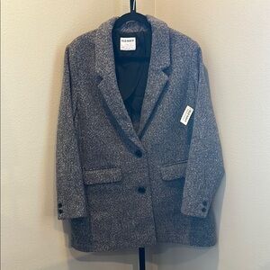 Old Navy Gray Blazer Oversized Wool-Blend